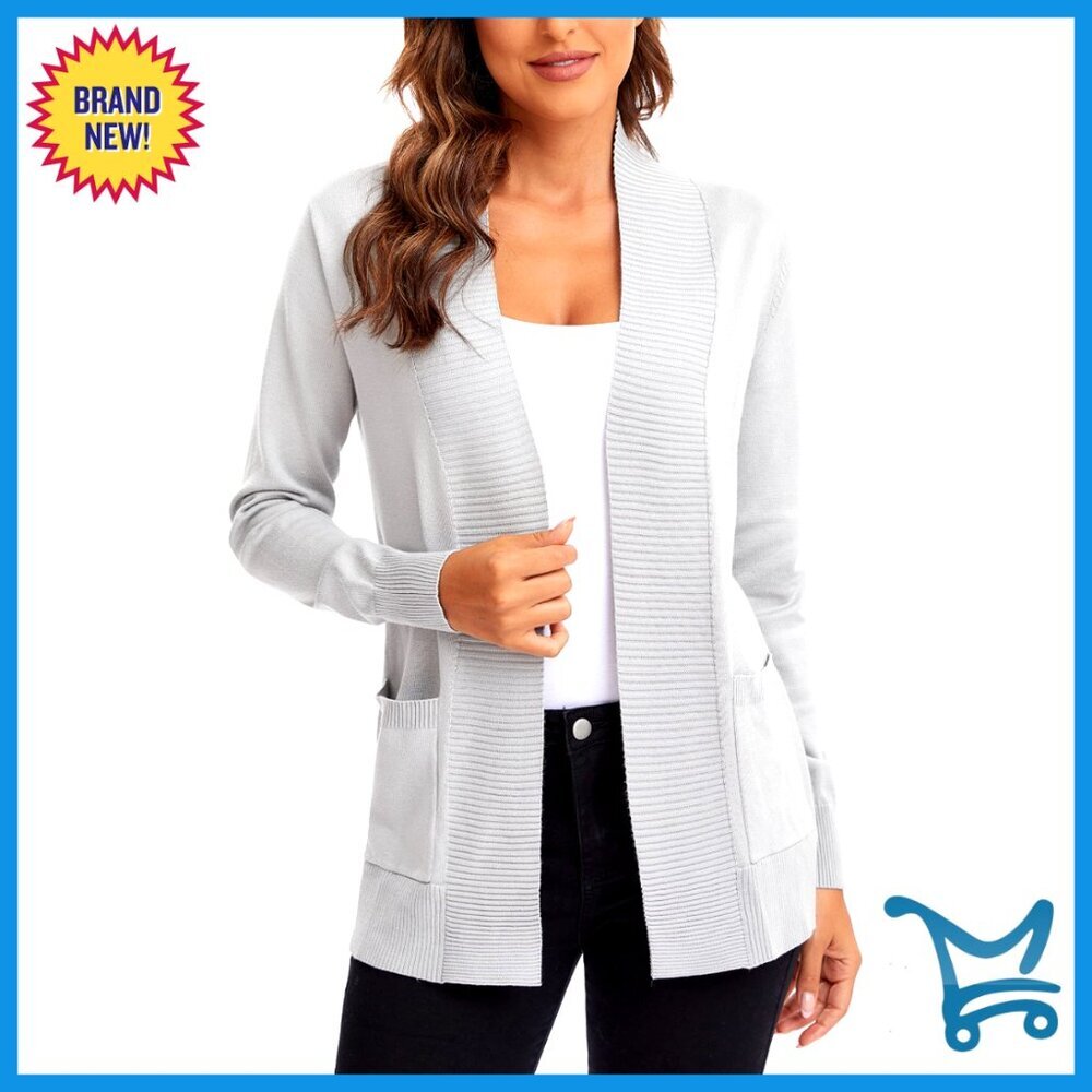 Lightweight Open Front Knit Cardigan Sweater Long Sleeve with Pocket Chic